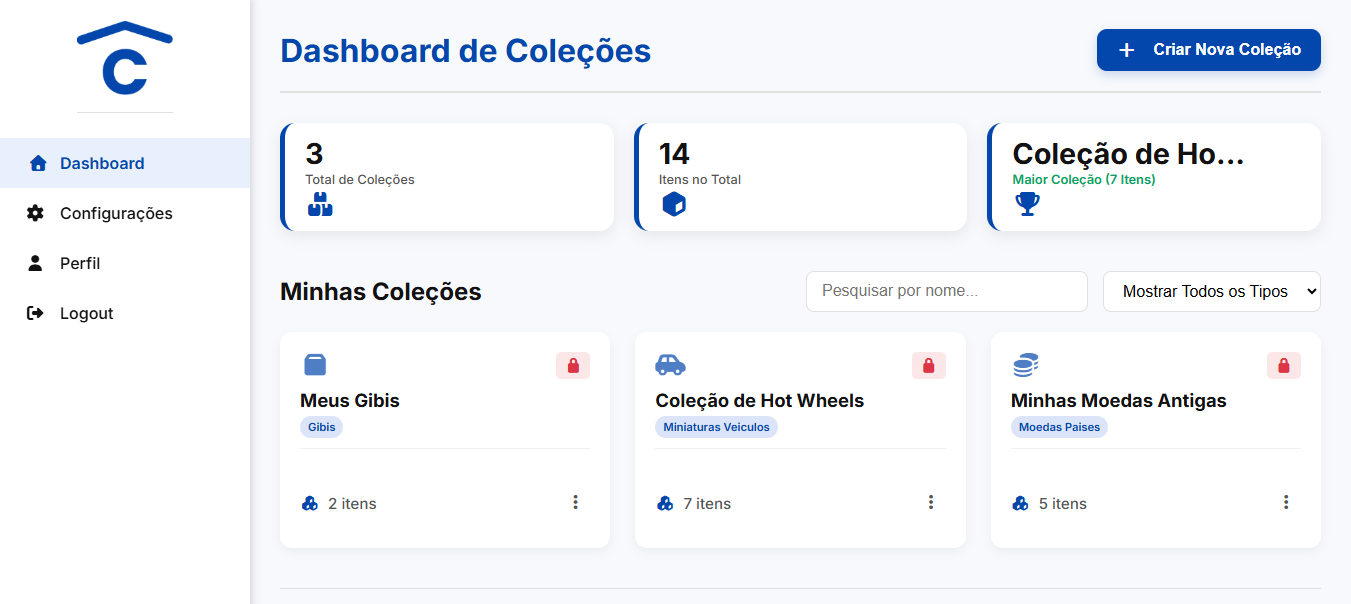 Dashboard do Colecionar
